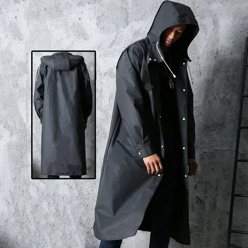 Cycling Gear Rain - Black Fashion Adult Waterproof Long Raincoat