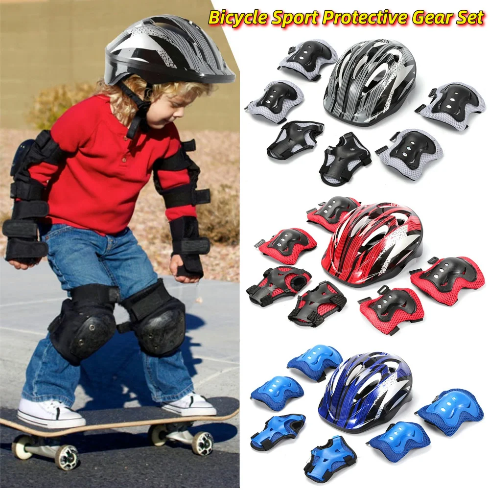 Cycling Protective Gear Kids - 7Pcs Bicycle Sport Protective Gear Set