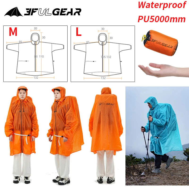 3F UL GEAR Zipper Raincoat 15D - Cycling Gear Rain 评论和价格