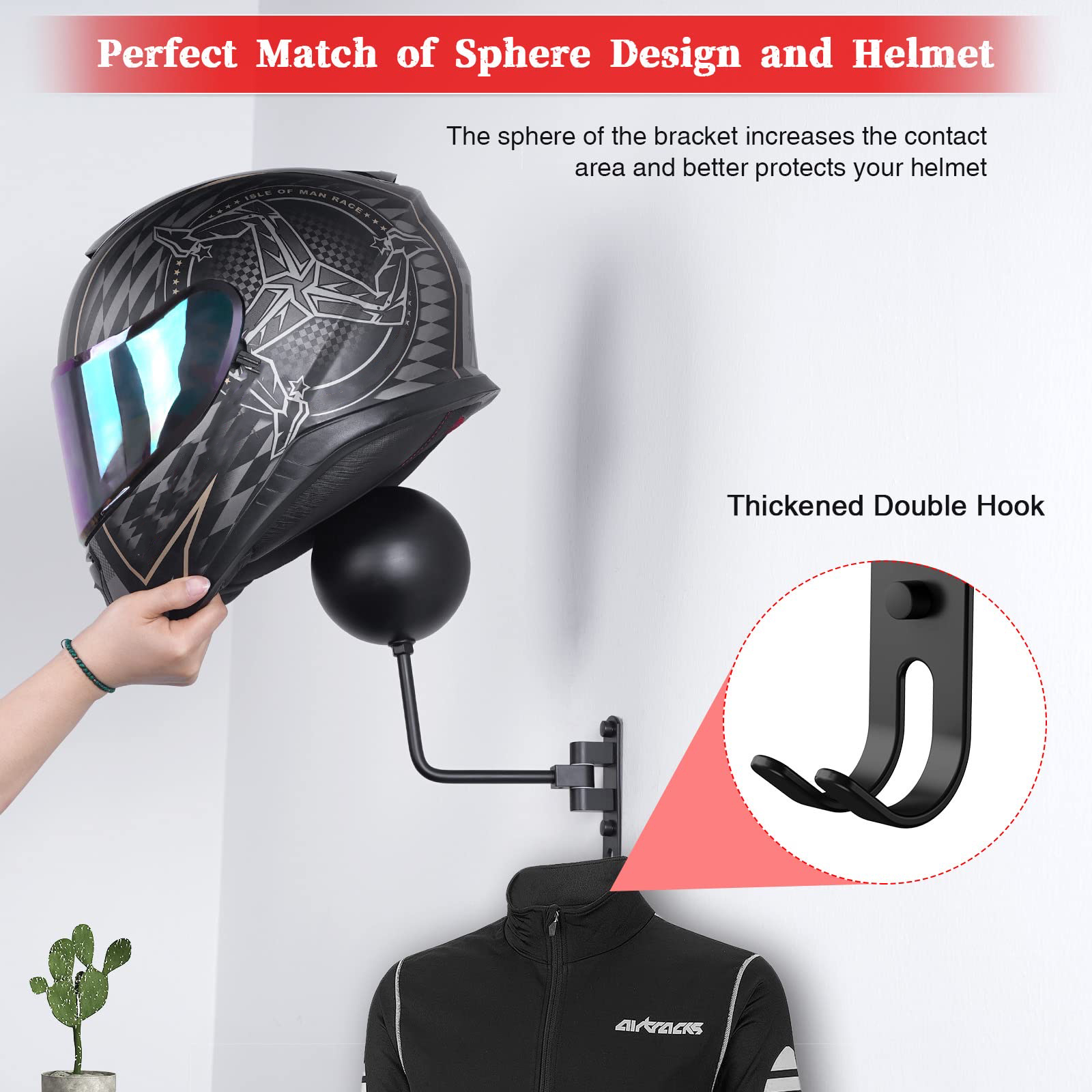 Motorcycle Helmet Wall Mount H - Cycling Gear Wall Storage 评论和价格